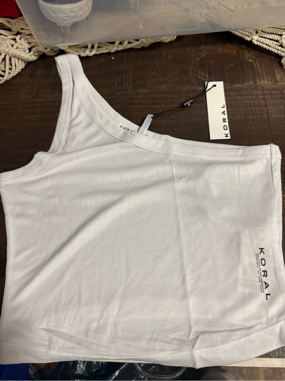 Koral White One-Shoulder Ribbed Crop Top